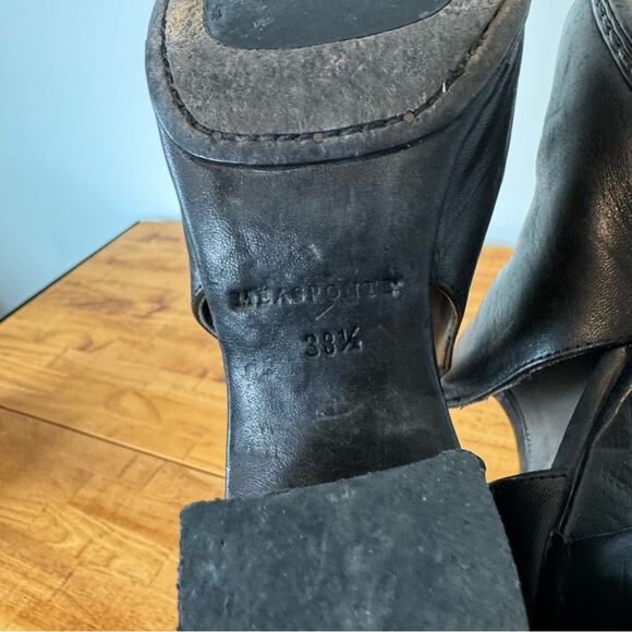 Measponte Black Leather Side Cut Out Heeled Ankle Boots Size 38.5 - Picture 2 of 8